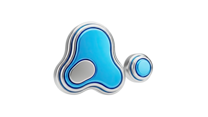 3D Rendering of a Blue and Silver Abstract Shape