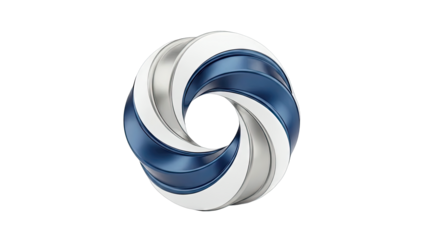 Abstract Swirling Torus Shape in Blue and Silver
