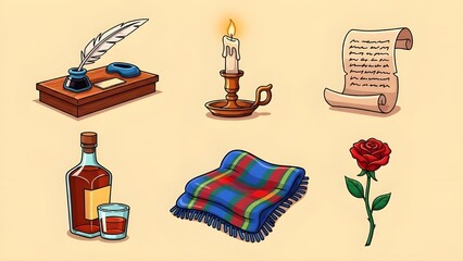 Celebrating robbie burns day with traditional scottish symbols