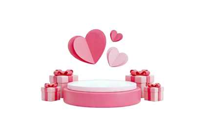 Valentine's Day Pedestal with Gifts and Hearts
