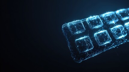 A mesmerizing, futuristic display of a digital keyboard floating within a cosmos of interconnected lines, rendered in ethereal blue. ..Created with Generative AI, not depicting real subjects.