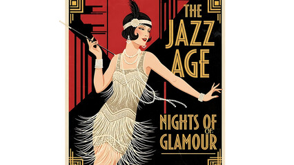 Vintage Art Deco Poster of a Flapper Girl Dancing.