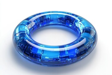 lock symbol in digital security circle, blue color on white background, tech style, futuristic, Generative AI