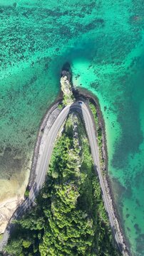 Maconde Viewpoint In Baie Du Cap Mauritius Island Mauritius. Powerful Landscape Of The Vehicles In A Famous Road . Shore Sky Clouds Beach Sea. Outdoors Beach Panning Wide.