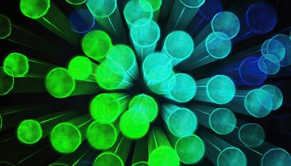 Abstract illustration of neon green, blue and green tubes.