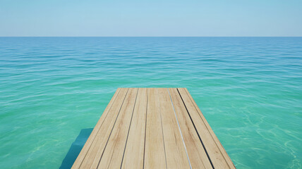 Wooden pier, turquoise water, calm sea, clear sky, rustic charm, peaceful, summer