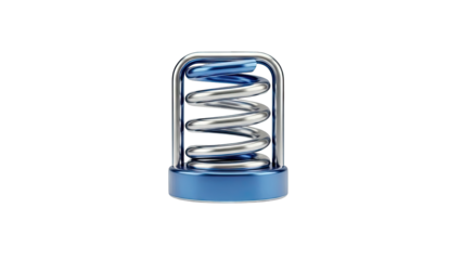 Close-up of a Metal Spring with Blue Base