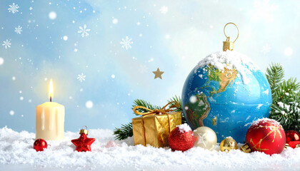 Festive Christmas Still Life with Gifts and Candles