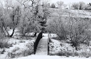 Kin Coulee Park, Medicine Hat, Alberta, Canada, in winter.