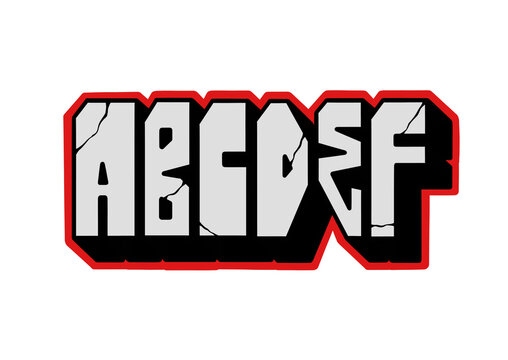 textured alphabet font set graffiti blockbuster style design