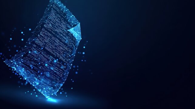 A futuristic glowing document floating in the digital space. ..Created with Generative AI, not depicting real subjects. - Powered by Adobe