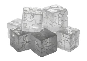 Glistening clear crystalline salt cubes, showcasing unique natural texture, isolated on transparent cutout background, cut out, png