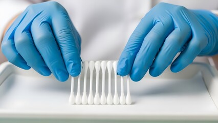 Medical Professional Handling Swab Test Tubes.