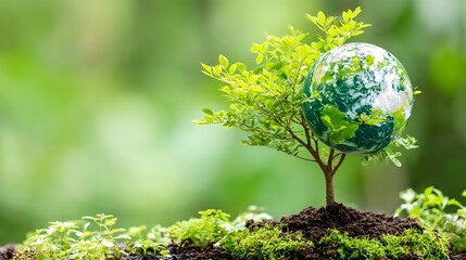 Green Earth Tree Symbol of Environmental Growth and Sustainability