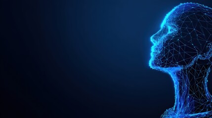 A futuristic portrait of human face profile in neon, digital art, highlighting the intersection of technology and humanity. ..Created with Generative AI, not depicting real subjects.