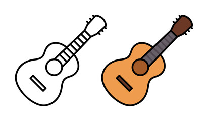 Cartoon Guitar Flat Vector Illustration