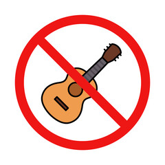 No Guitar Sign on White Background
