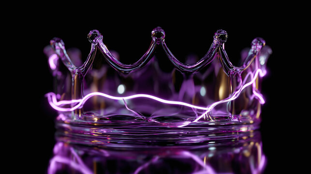 A luminous, transparent crown exuding a regal and elegant aura, set against a dark backdrop. The intricate details of the crown shimmer and reflect light.