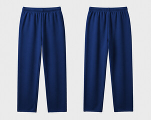Blank Denim Blue Sweatpants Mockup, Front and Back View for Activewear and Loungewear, Isolated on White Background © Drip