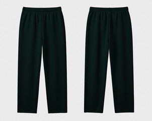 Blank Forest Green Sweatpants Mockup, Front and Back View for Activewear and Loungewear, Isolated on White Background © Drip