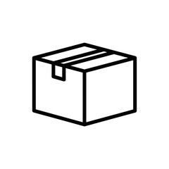 Simple Black and White Icon of a Cardboard Moving Box for Packaging and Shipping