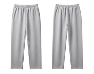 Blank Grey Sweatpants Mockup, Front and Back View for Activewear and Loungewear, Isolated on Transparent Background © Drip