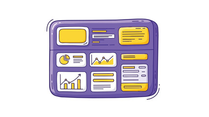 Infographic template on a digital tablet showcasing various charts and graphs for data visualization