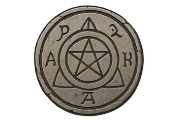 Obraz premium Ancient stone occult symbol with pentagram mark