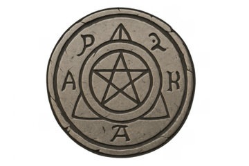 Ancient stone occult symbol with pentagram mark