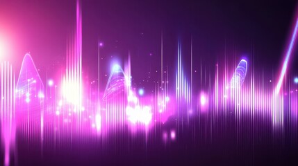 Vibrant Abstract Sound Waves with Glowing Lights and Colorful Patterns in a Futuristic Style
