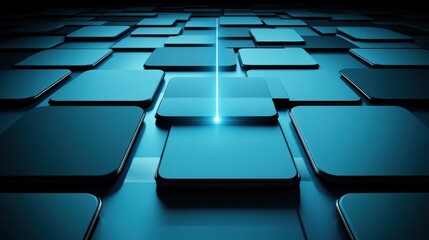 Abstract Technology Background with Glowing Elements and Flat Design Patterns in Blue Tones