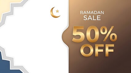 Ramadan Sale 50 Percent Off Discount Offer Banner.