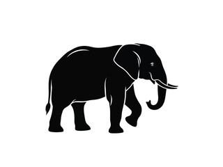 Fototapeta premium Vector silhouette of black silhouette of an elephant standing on a with a modern artistic style