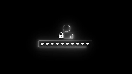 Lock with neon man icon. cyber security consept. Digital data processing global network finance stock market analytics . 4k isolated on transparent technology background. - Powered by Adobe