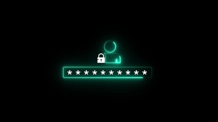 Lock with neon man icon. cyber security consept. Digital data processing global network finance stock market analytics . 4k isolated on transparent technology background. - Powered by Adobe