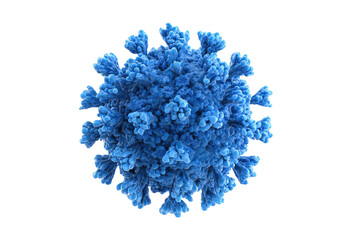 Spiked blue spherical virus particle against black