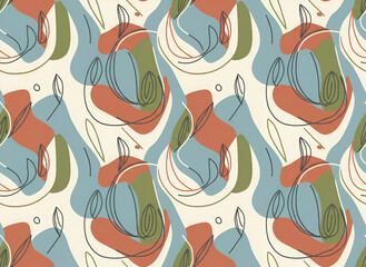 Seamless colorful floral pattern with flowers and leaves for wallpaper and textile design