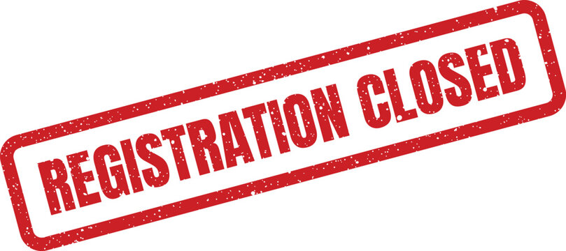 Textured rectangular stamp vector featuring REGISTRATION CLOSED text, indicating an event or program has reached capacity