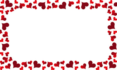 Red Heart Frame Border PNG Scattered Hearts Romantic Background Transparent Overlay