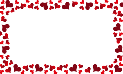Red Heart Frame Border PNG Scattered Hearts Romantic Background Transparent Overlay