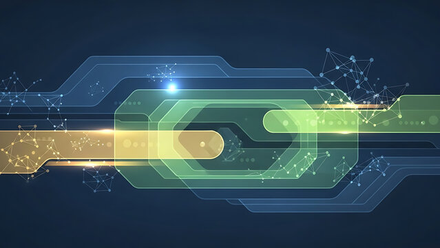 Abstract digital technology background with hexagonal shapes and connections - Powered by Adobe