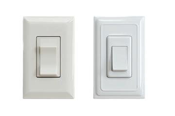 Two white wall-mounted switches; rectangular and flush design
