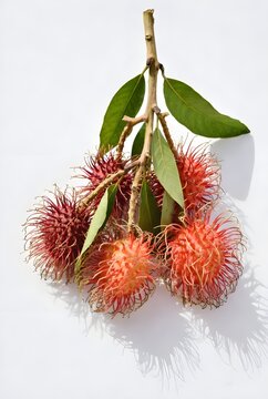 Fresh Srilankan yummy Rambutan Fruit Isolated on White Background | Rambutan fruit close up high resolution photo |Thailand rabutan fruit
