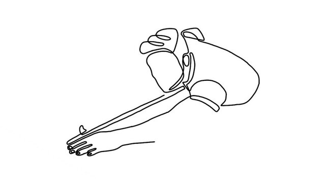 Continuous line animation of playing pool billiards