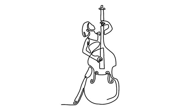 continuous line animation of cello music player