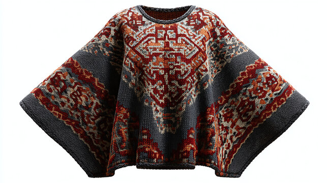 A stylish poncho with intricate patterns