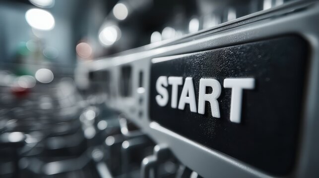 A close-up of a "START" button on a modern appliance, emphasizing technology and readiness for operation in a stylish environment. - Powered by Adobe
