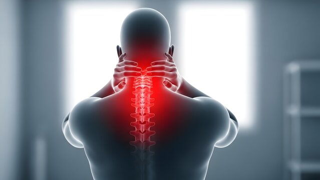 Spinal Pain Condition Illustration Highlighting Back and Spine Discomfort in Human Body - Powered by Adobe
