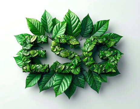 Lush green leaves artfully arranged to spell out a three-letter acronym, surrounded by a crown of vibrant foliage