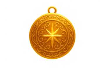 Gold medallion with star and ornamental design